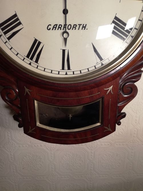 fig 1. Superior Mahogany Dropdial Wall Clock.