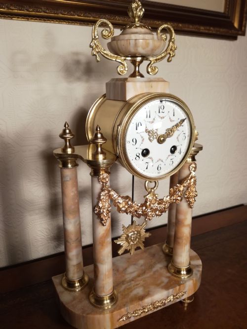 fig 1. French, Bell striking Portico Mantel Clock.