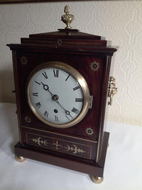 fig 1. Brass Inlaid, Regency Fusee Library/Bracket Clock.