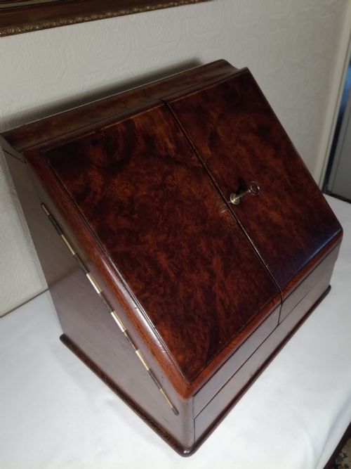Burr Walnut Victorian Stationery Box