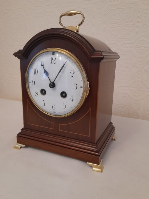 fig 1. Small Mahogany Striking Mantel Clock.  JAPY FRERES.