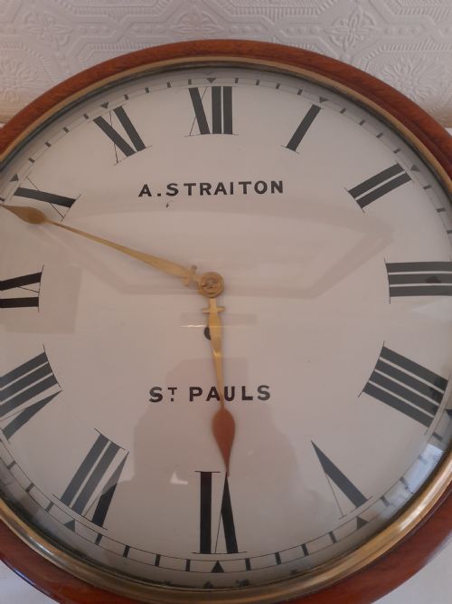 fig 1. Convex Dial, London, Fusee Wall Clock. A. STRAITON. St. PAULS.