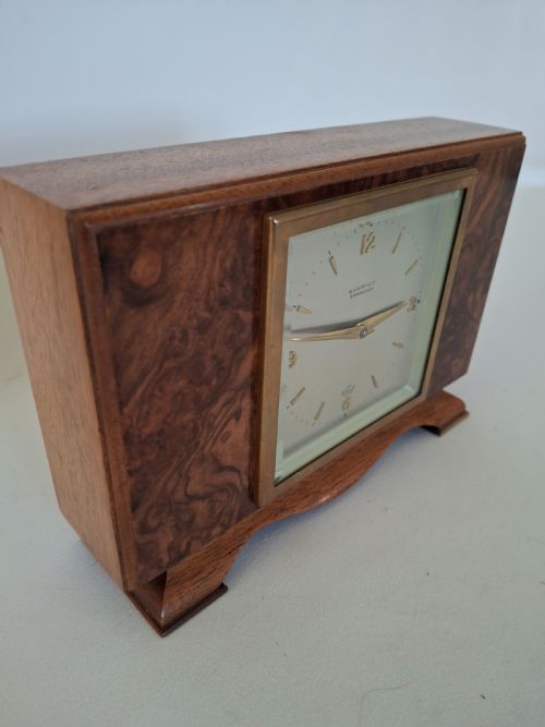 BURR WALNUT DESKMANTEL CLOCK ELLIOTT OF LONDON - ADDITIONAL PHOTO 2