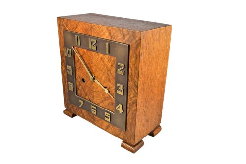 fig 1. Burr Walnut, Art-Deco, Mantel/Table Clock
