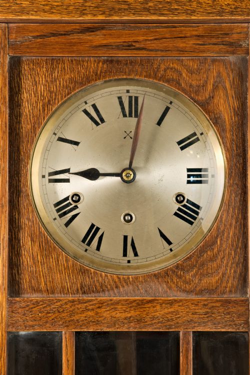 fig 1. Arts & Crafts, Golden Oak, Westminster-Chime, Wall Clock.