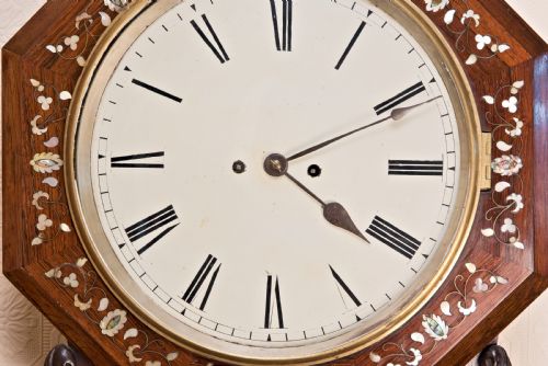 TWIN FUSEE BELL STRIKING ROSEWOOD DROPDIAL WALL CLOCK - ADDITIONAL PHOTO 1