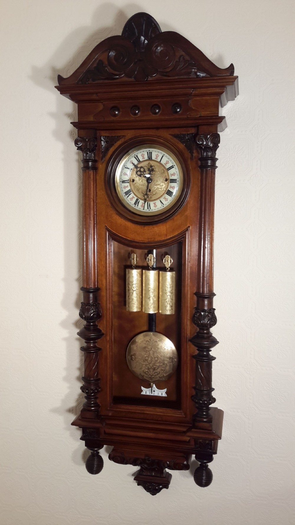 Gustav Becker, Grande Sonnerie, Vienna Wall Clock.
