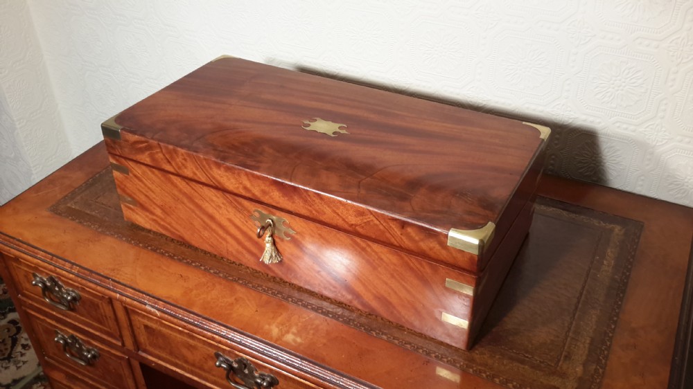 Victorian, Brass bound, mahogany Writing Slope.