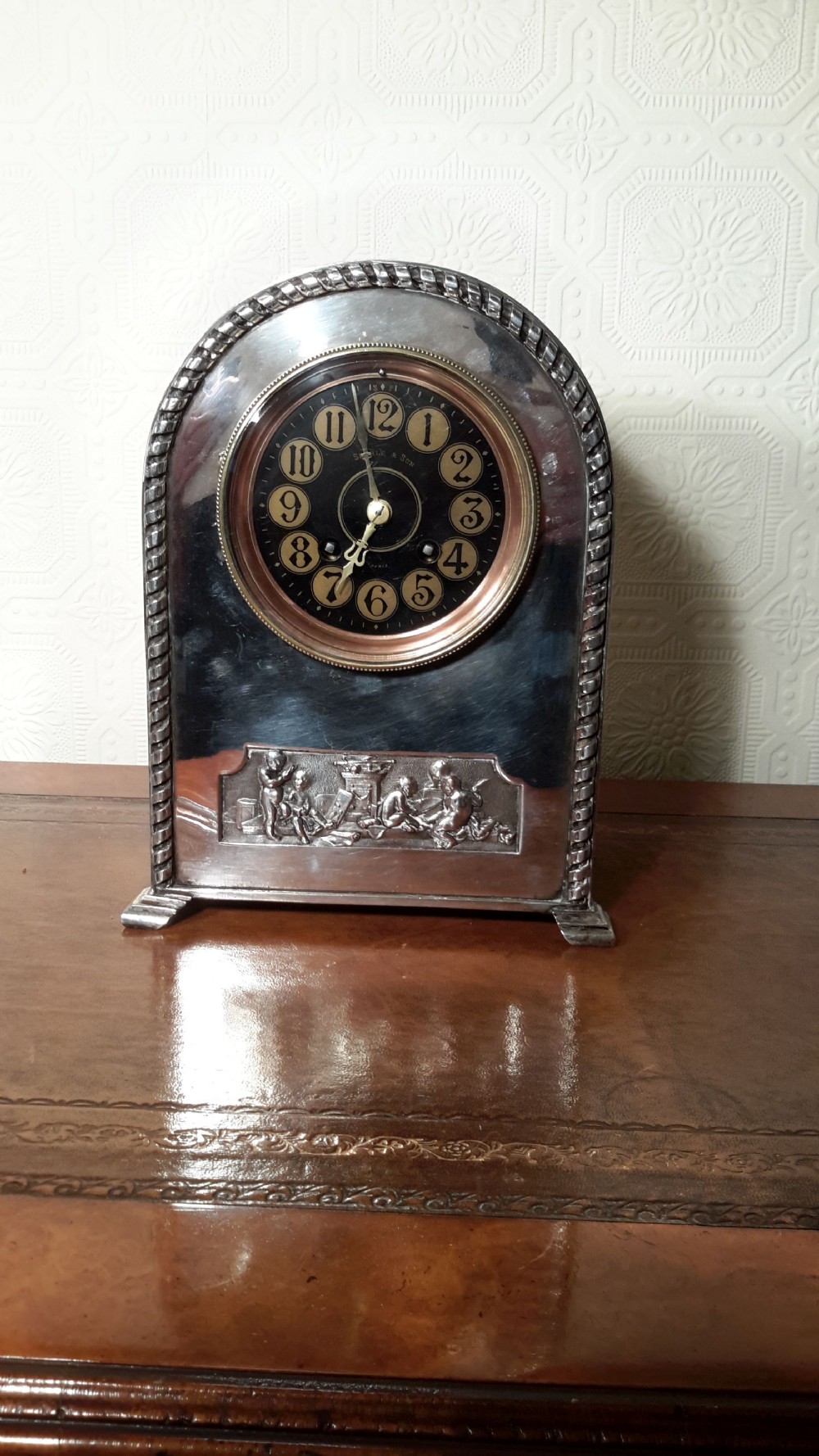 Chromed Art-Nouveau Mantel Clock. Japay Freres.