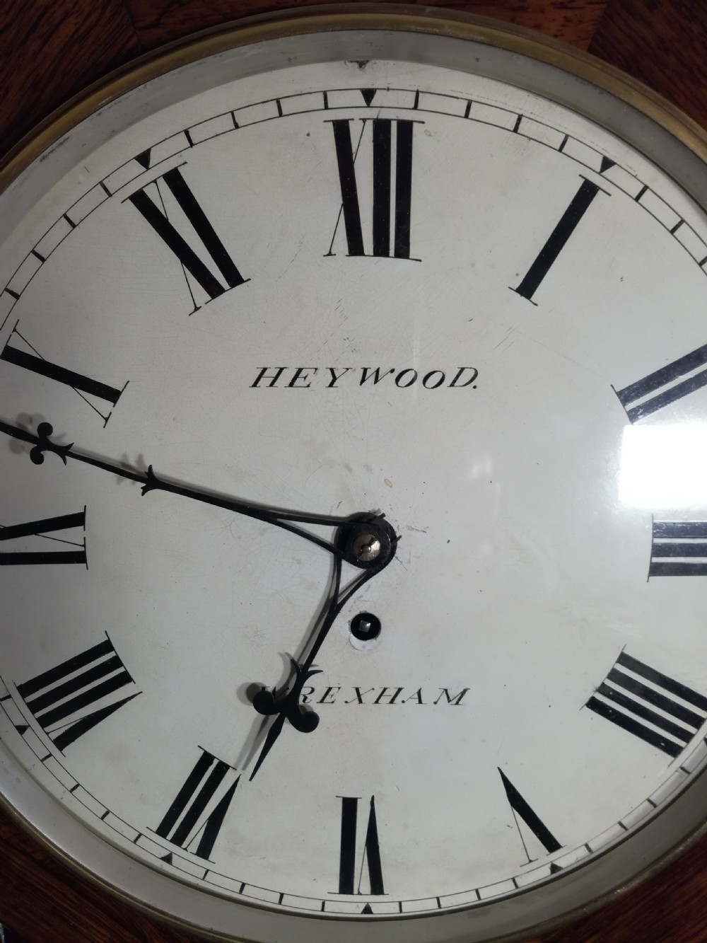 Rosewood Drop Dial Fusee wall Clock View IV