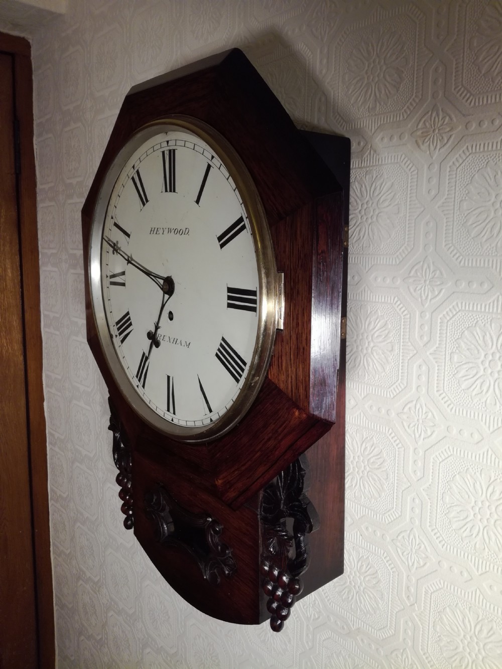 Rosewood Drop Dial Fusee wall Clock View V