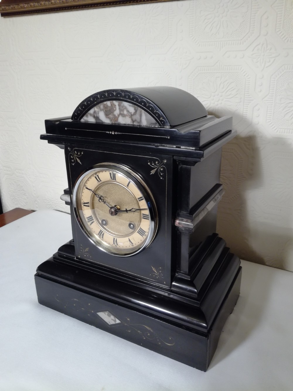 Black Slate Mantel Clock View V