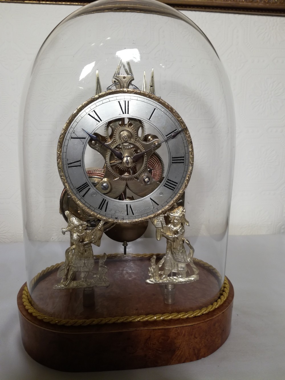 Outstanding Fusee Skeleton Clock. T. Gibbs. Stratford-on-Avon