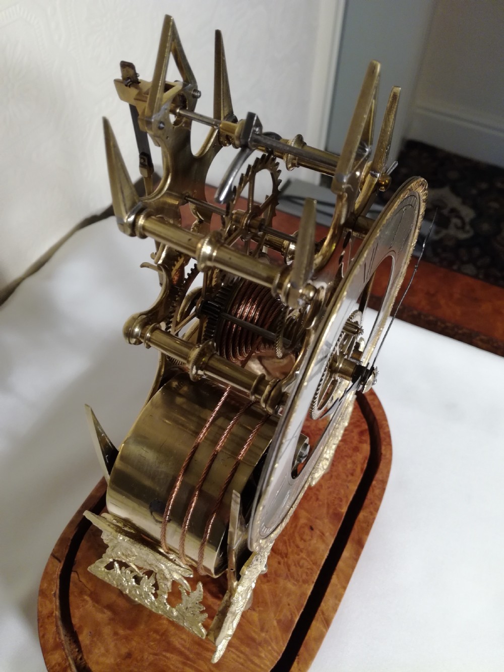 Outstanding Fusee Skeleton Clock. T. Gibbs. Stratford-on-Avon View VIII