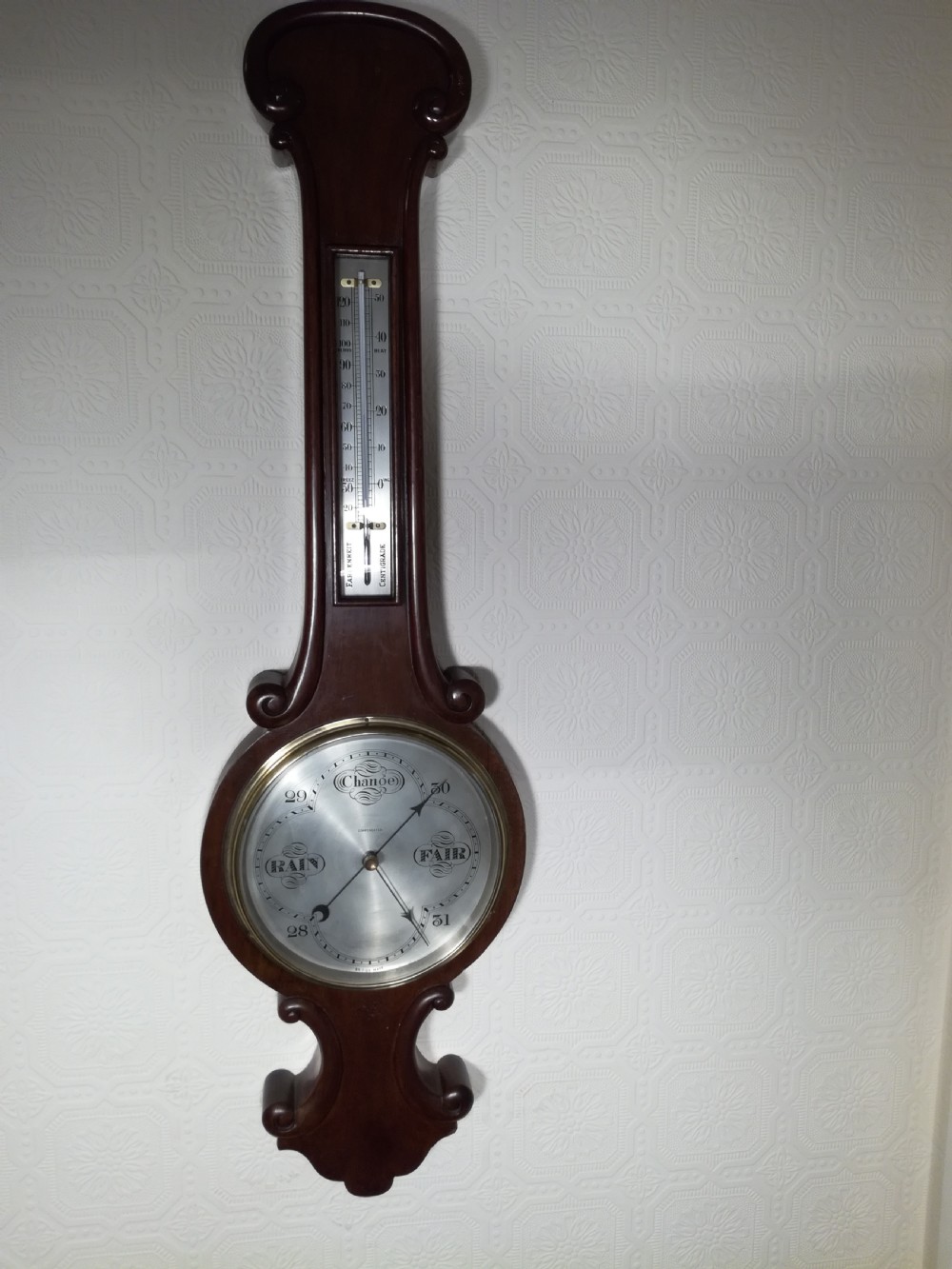 Victorian Mahogany Aneroid Barometer