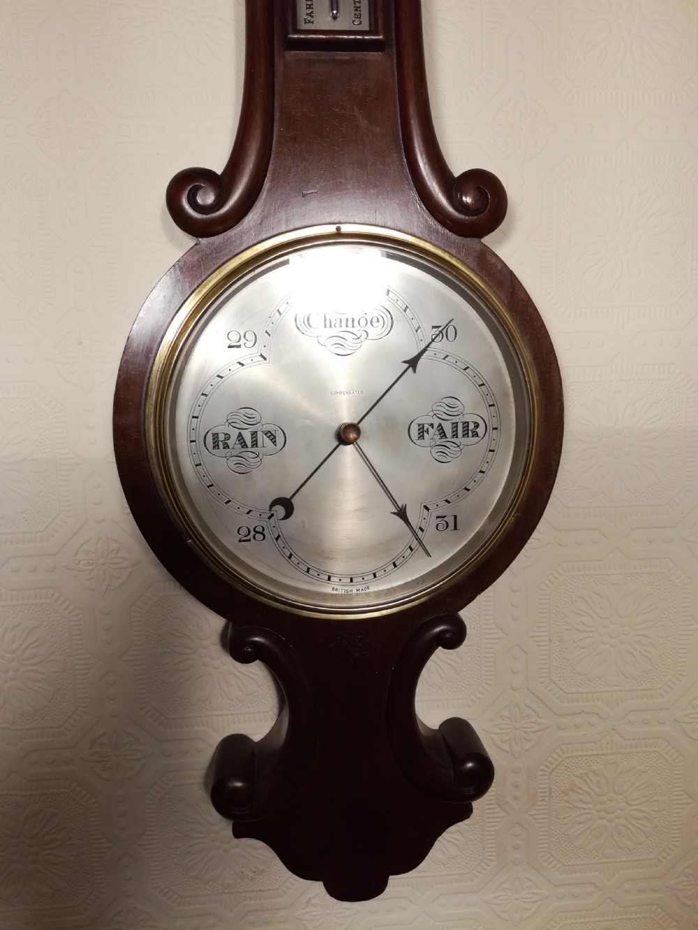 Victorian Mahogany Aneroid Barometer View II