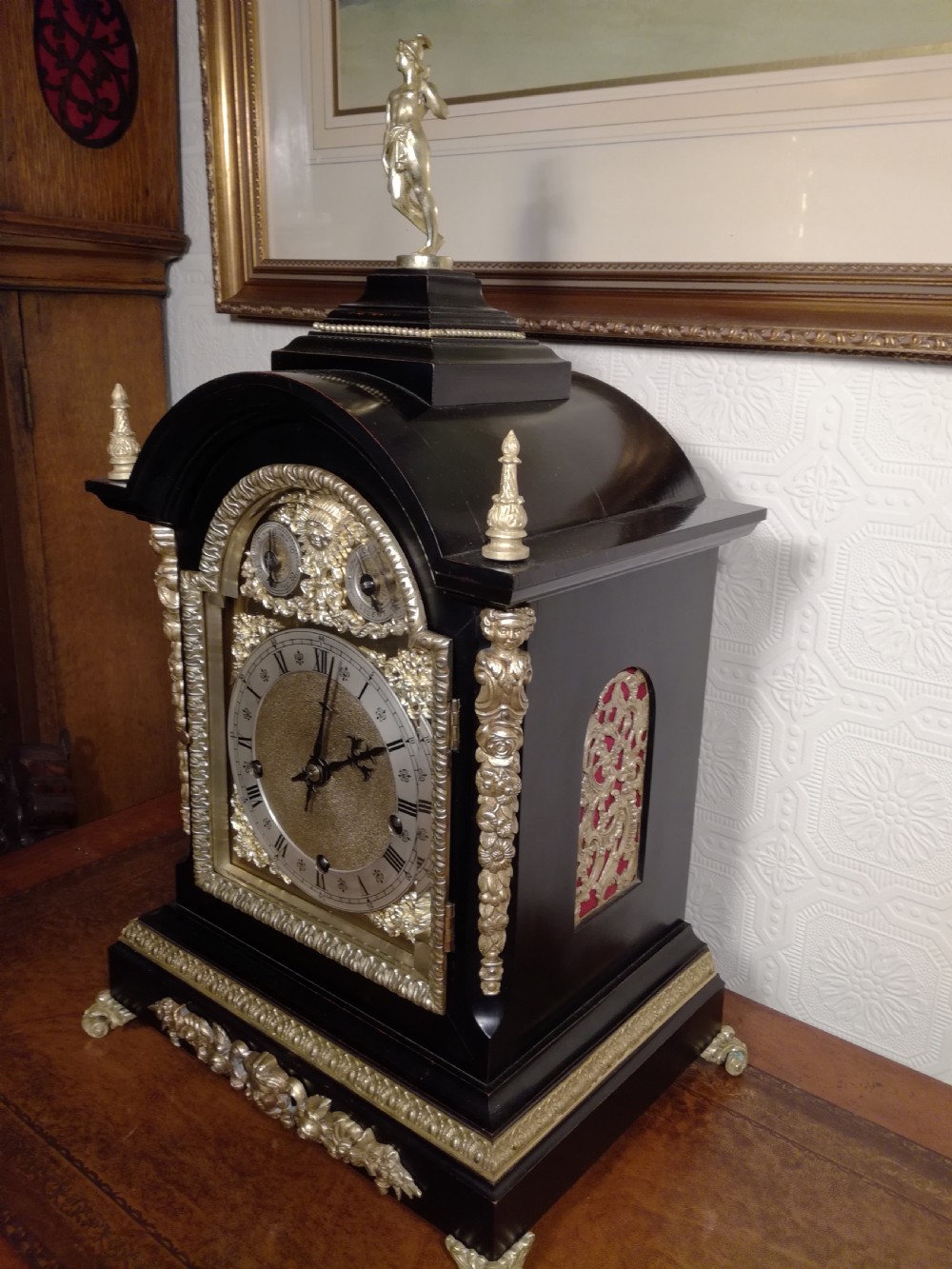Outstanding Ebonised 8 Bells Bracket, Mantel Clock. View IV