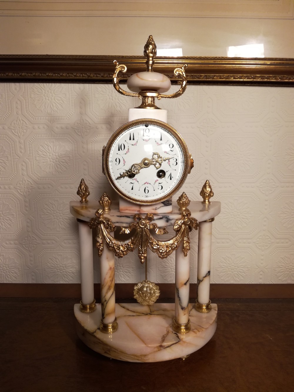 Superb Sienna Marble Portico Clock