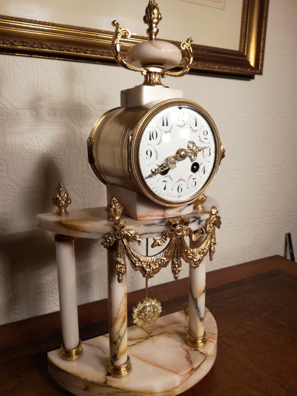 Superb Sienna Marble Portico Clock View III