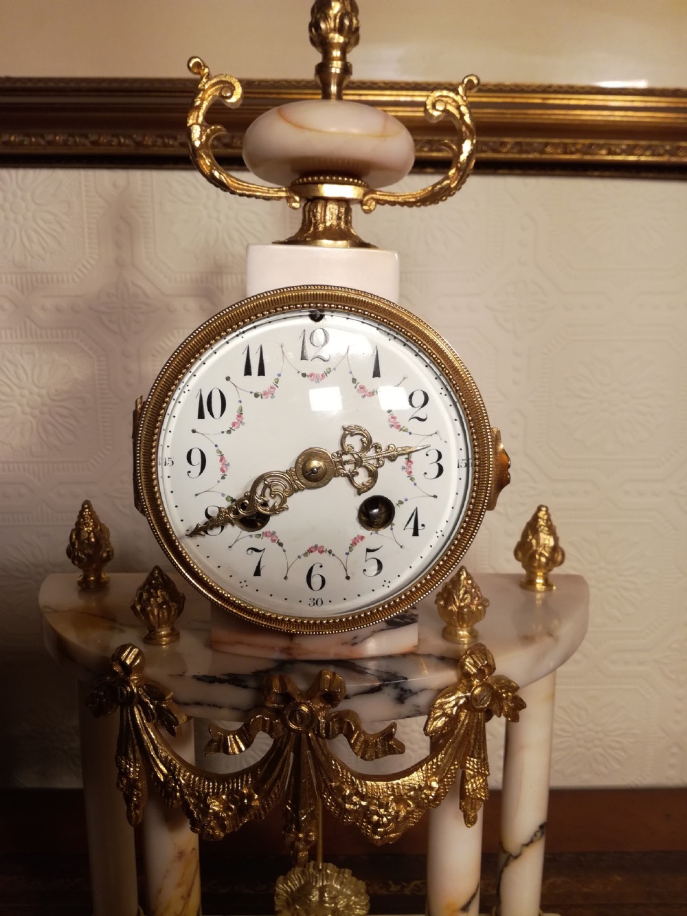 Superb Sienna Marble Portico Clock View IV
