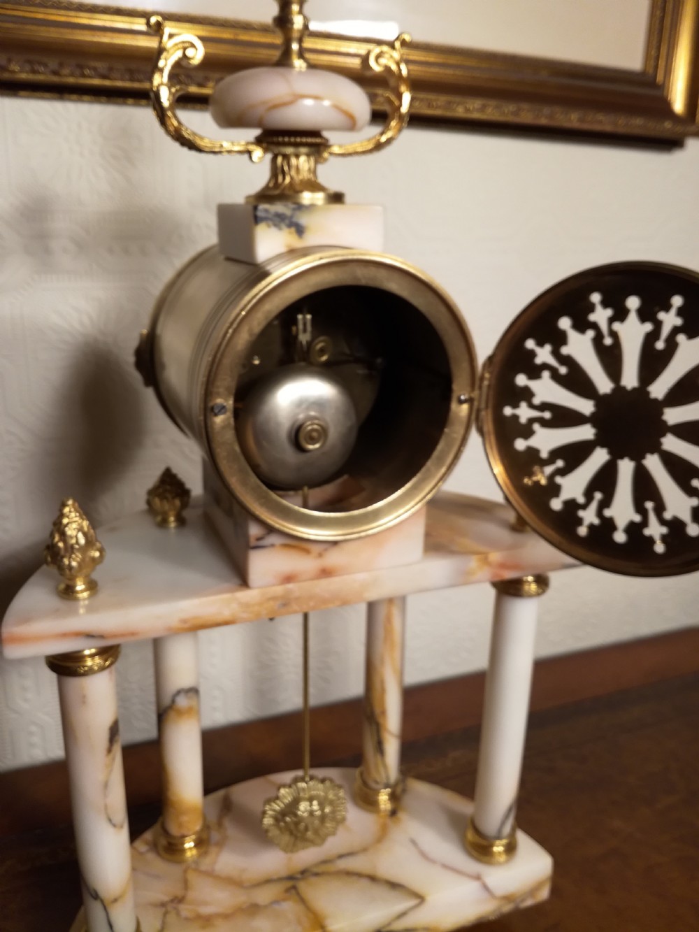 Superb Sienna Marble Portico Clock View V