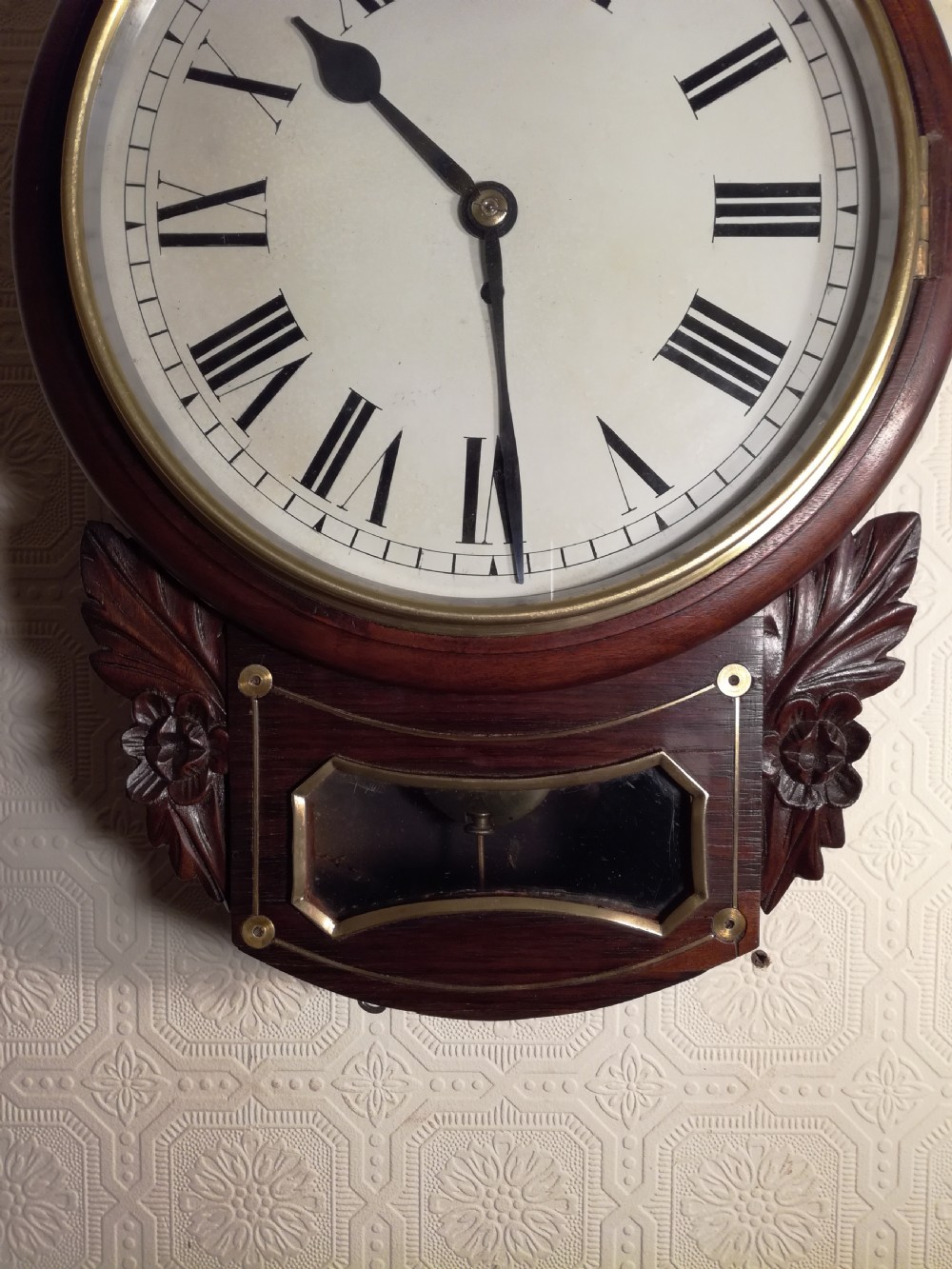 Rosewood, Fusee, Drop-dial Wall Clock View IV