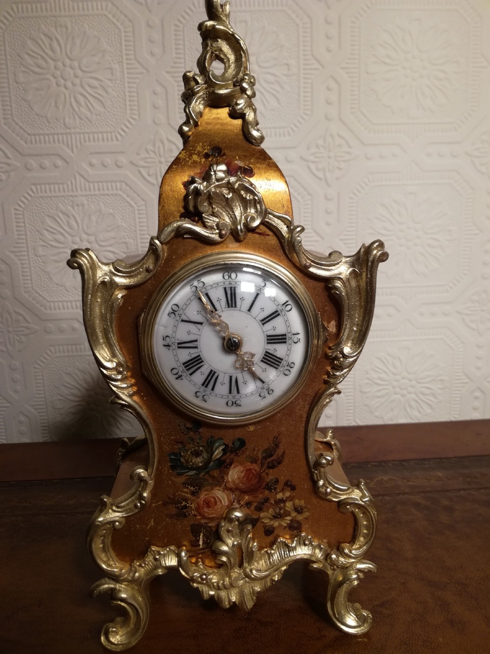 Petite Vernis Martin Mantel/Table Clock