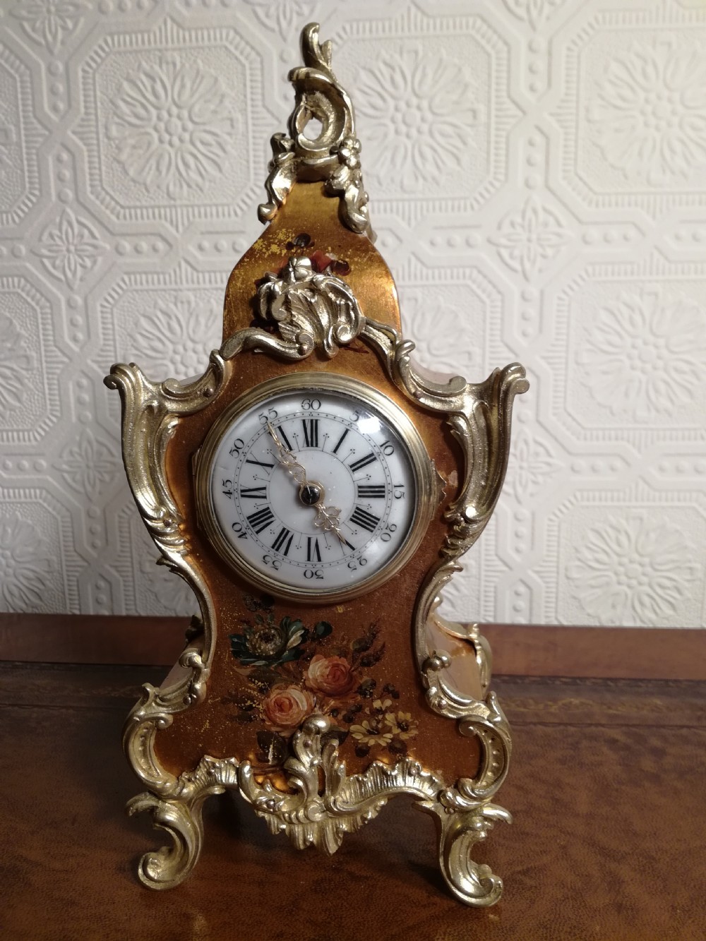Petite Vernis Martin Mantel/Table Clock View IV