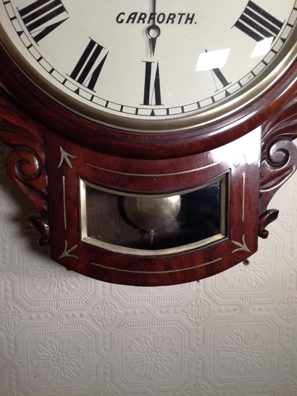 Superior Mahogany Dropdial Wall Clock. View IV