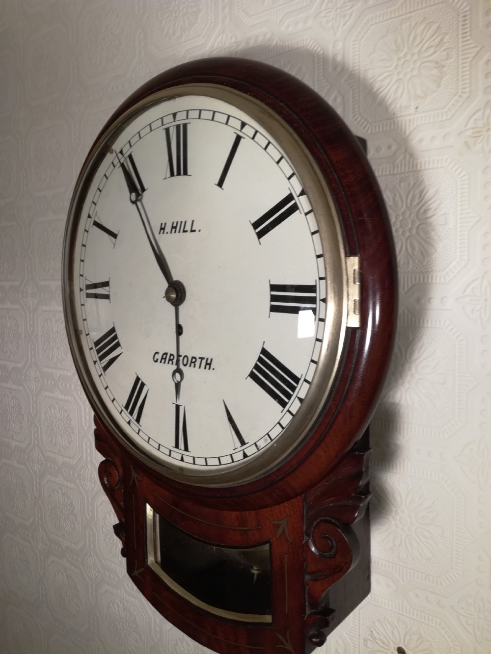 Superior Mahogany Dropdial Wall Clock. View V