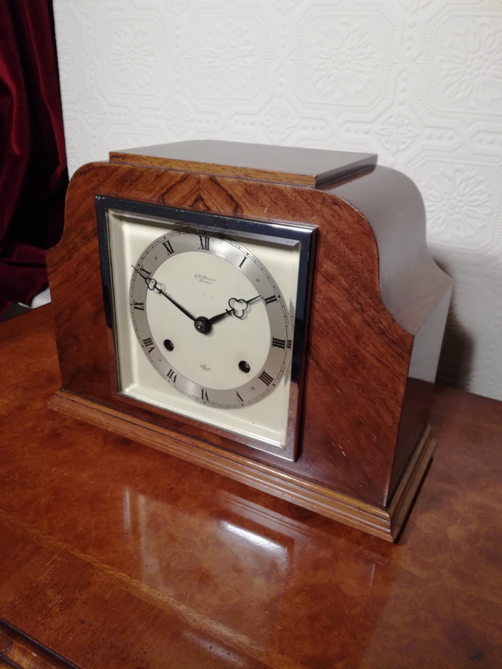Art-Deco Elliot Walnut Mantel Clock View II