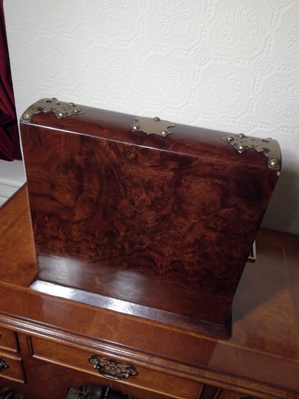Victorian Burr-Walnut Tantalus with Games Compendium View IX