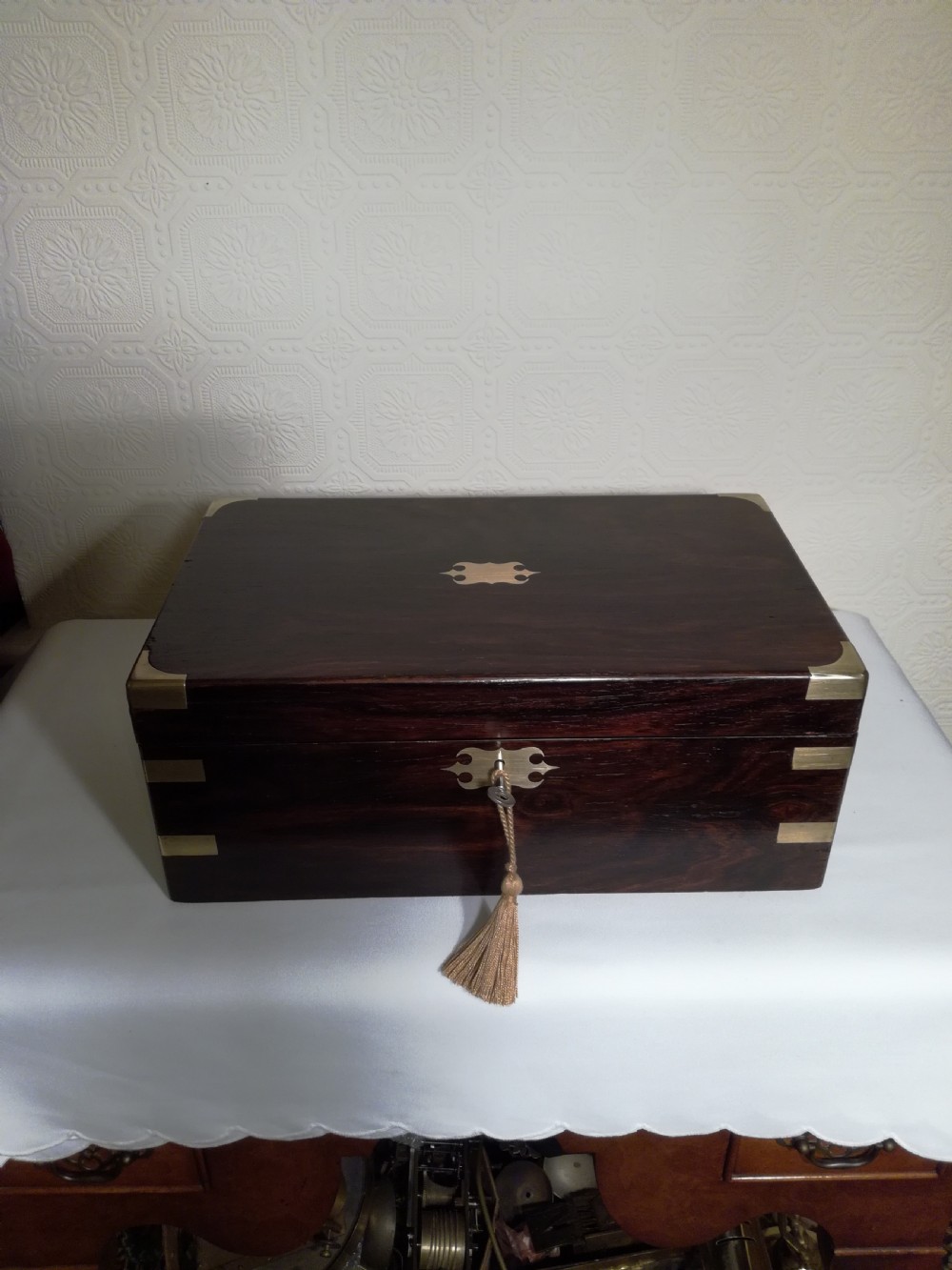 Victorian Brass-bound, Rosewood Writing Slope. Secret Drawers. View II