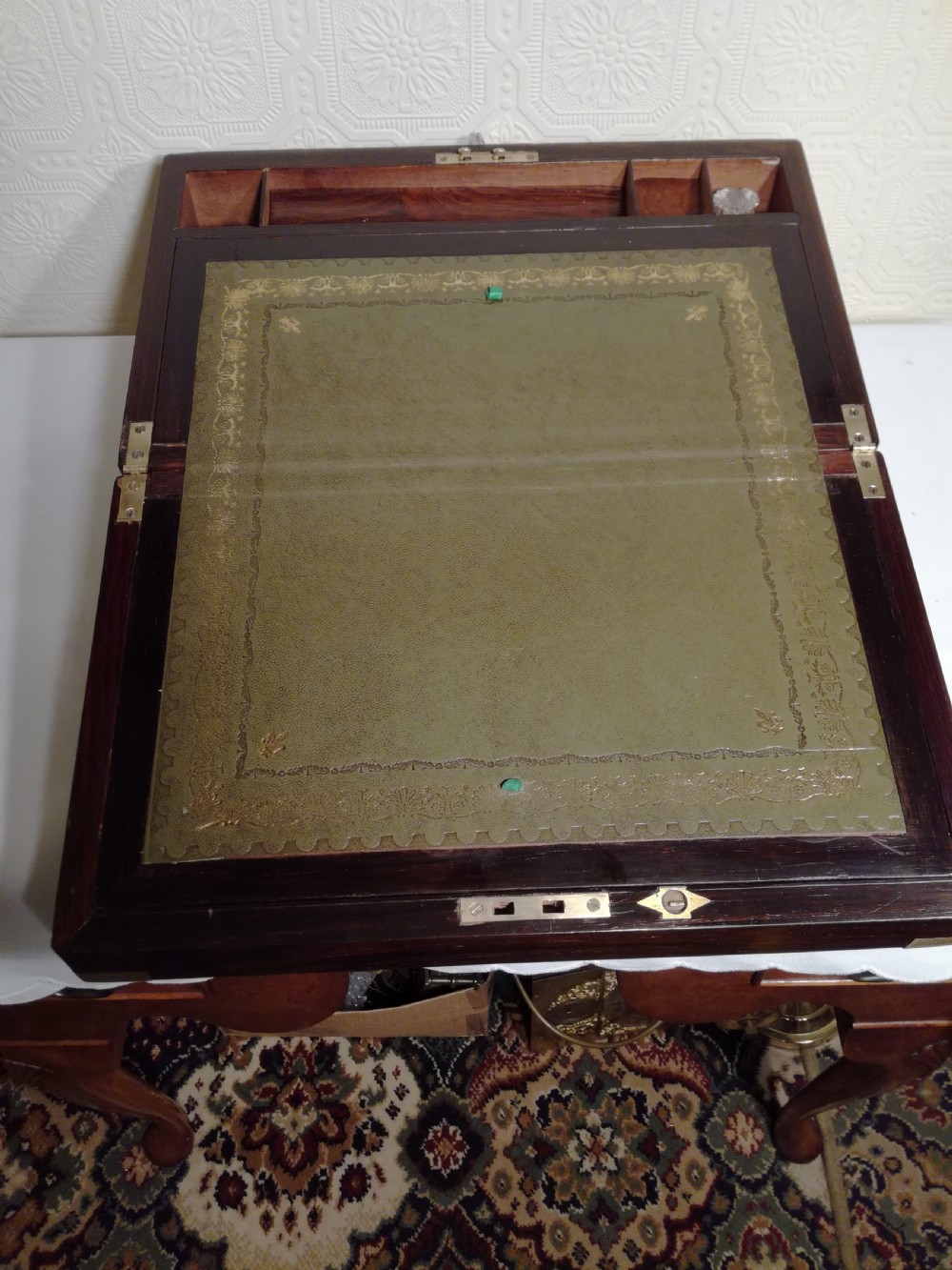 Victorian Brass-bound, Rosewood Writing Slope. Secret Drawers. View III