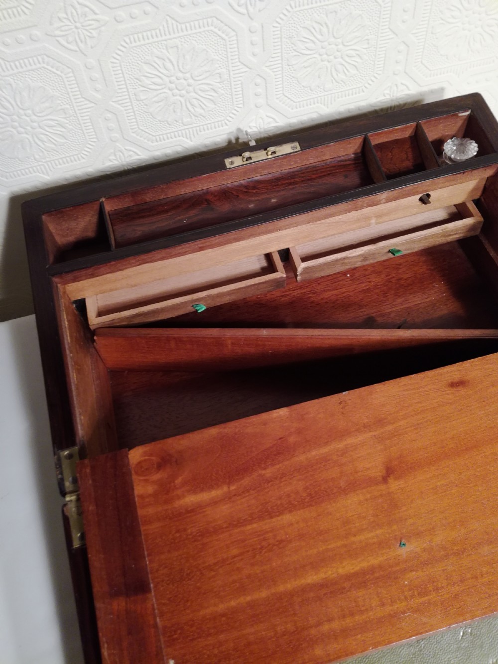 Victorian Brass-bound, Rosewood Writing Slope. Secret Drawers. View V