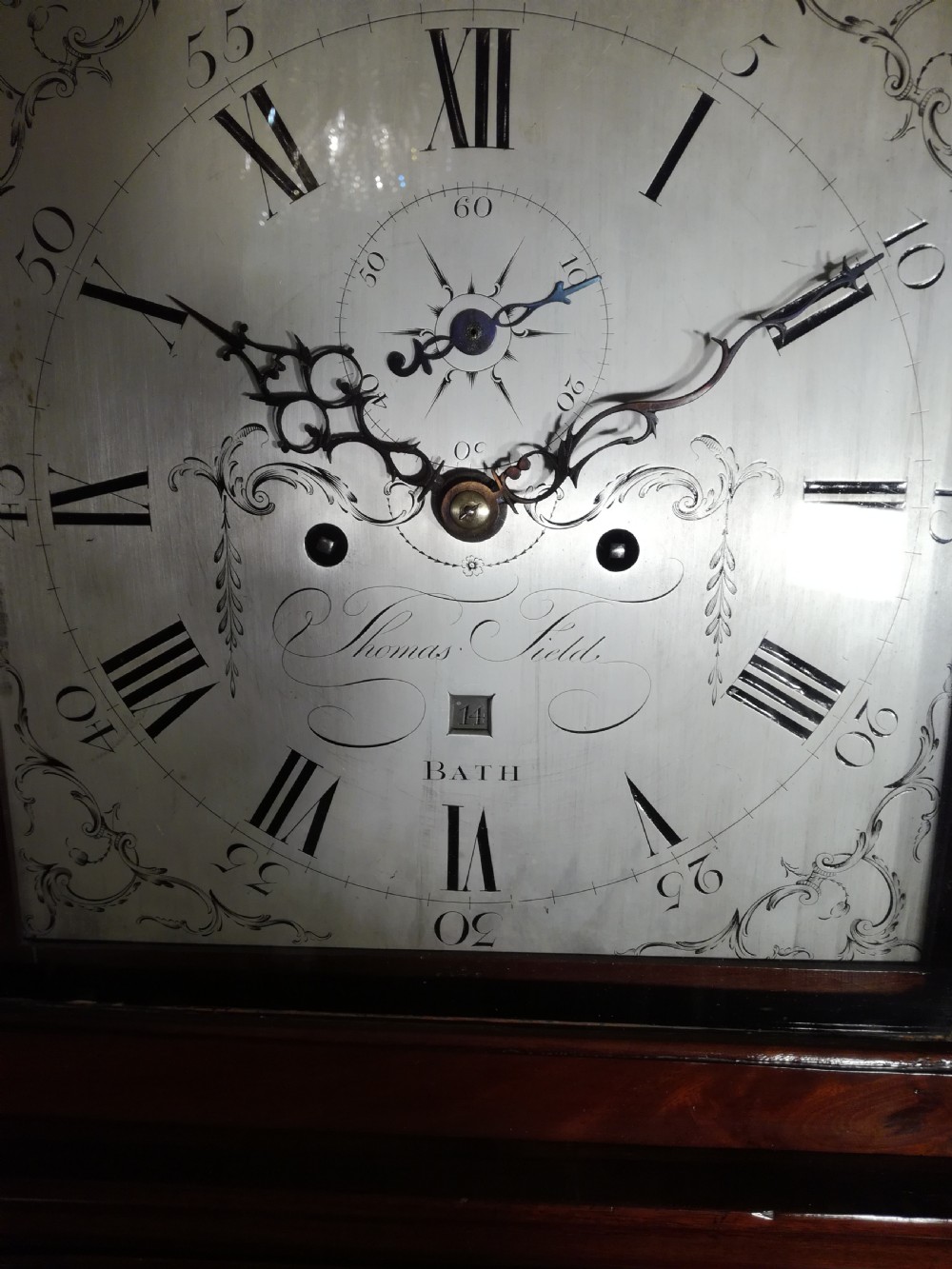 George 111 Mahogany Long-Case Clock.
Thos. Field of Bath. View III