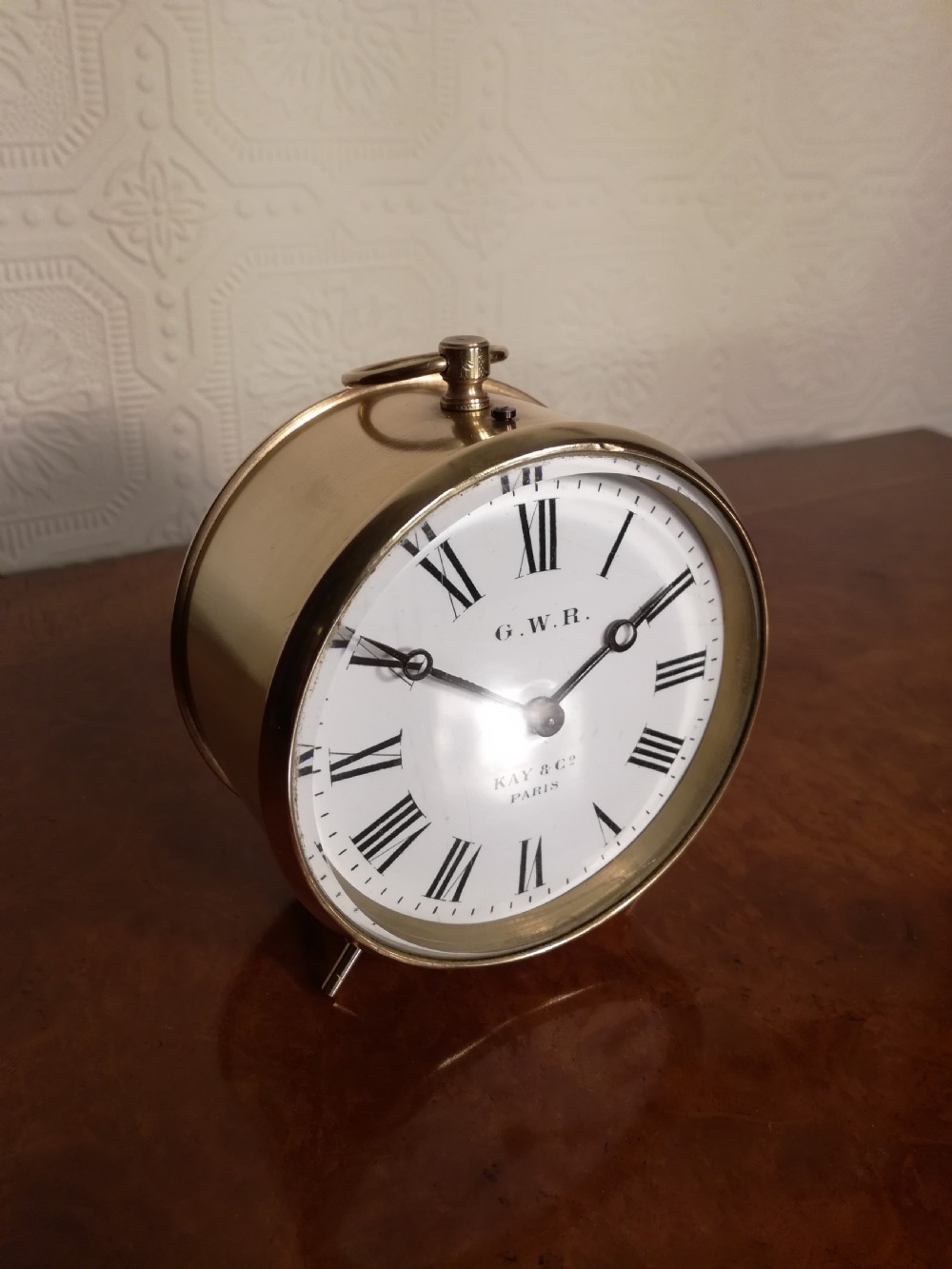 G.W.R. Stationmasters Brass Desk Clock View II