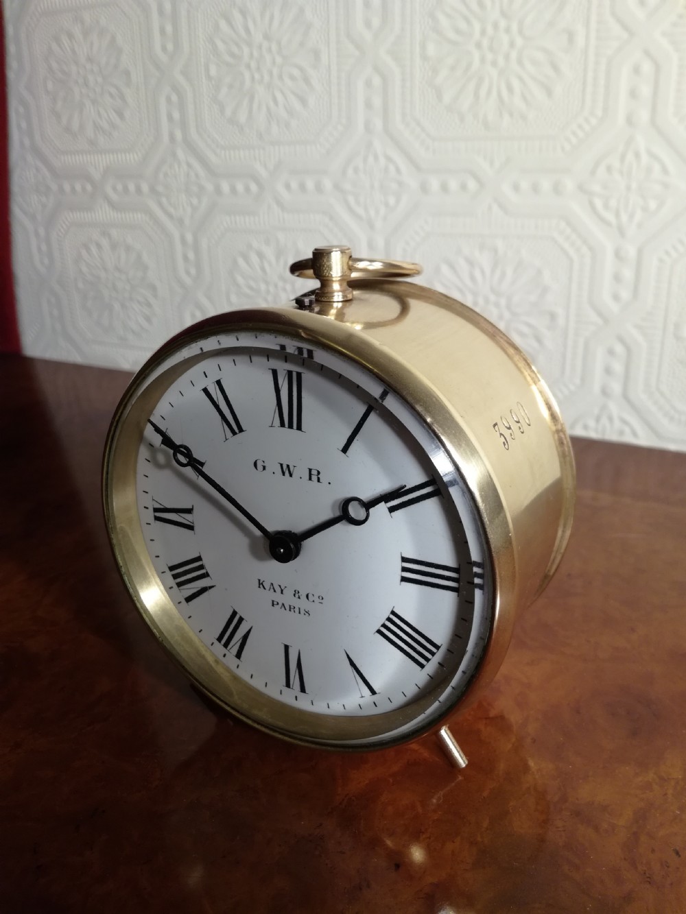 G.W.R. Stationmasters Brass Desk Clock View III