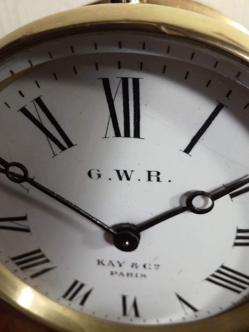 G.W.R. Stationmasters Brass Desk Clock View VI