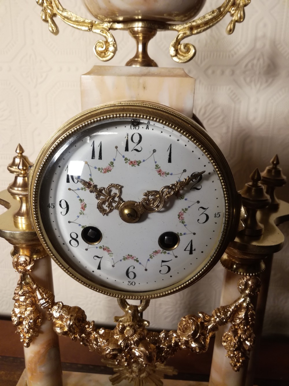 French, Bell striking Portico Mantel Clock. View IV