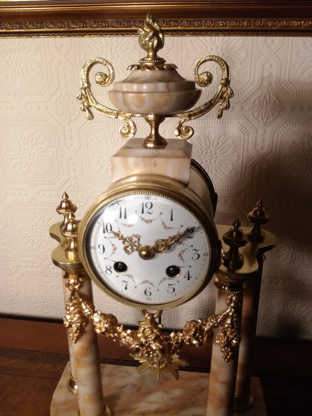 French, Bell striking Portico Mantel Clock. View VI