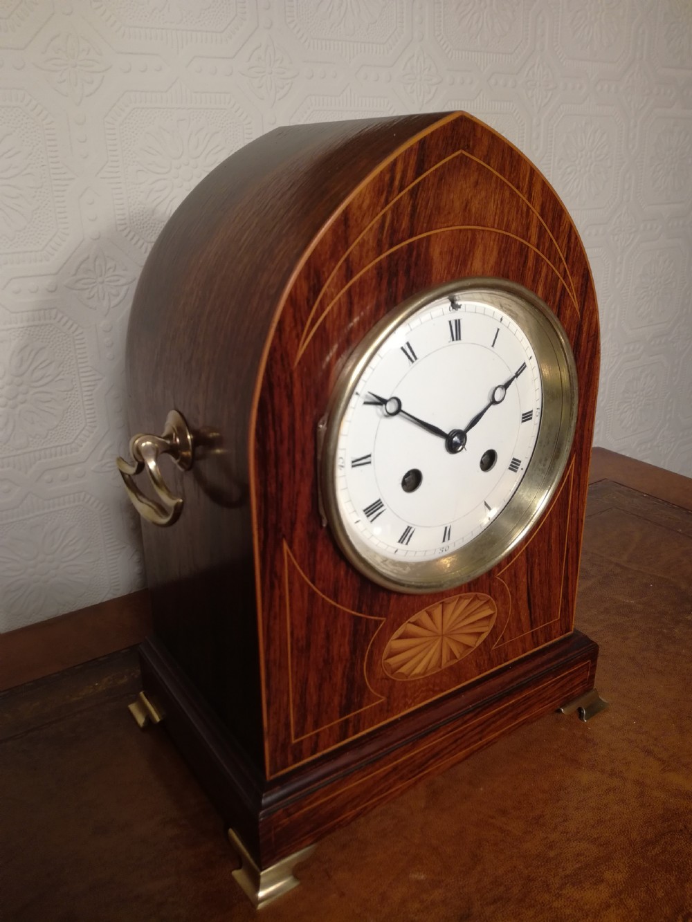 Rosewood Lancet-top Mantel Clock View II