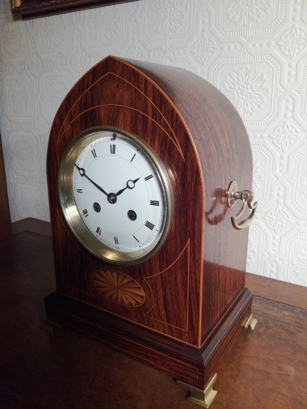 Rosewood Lancet-top Mantel Clock View III