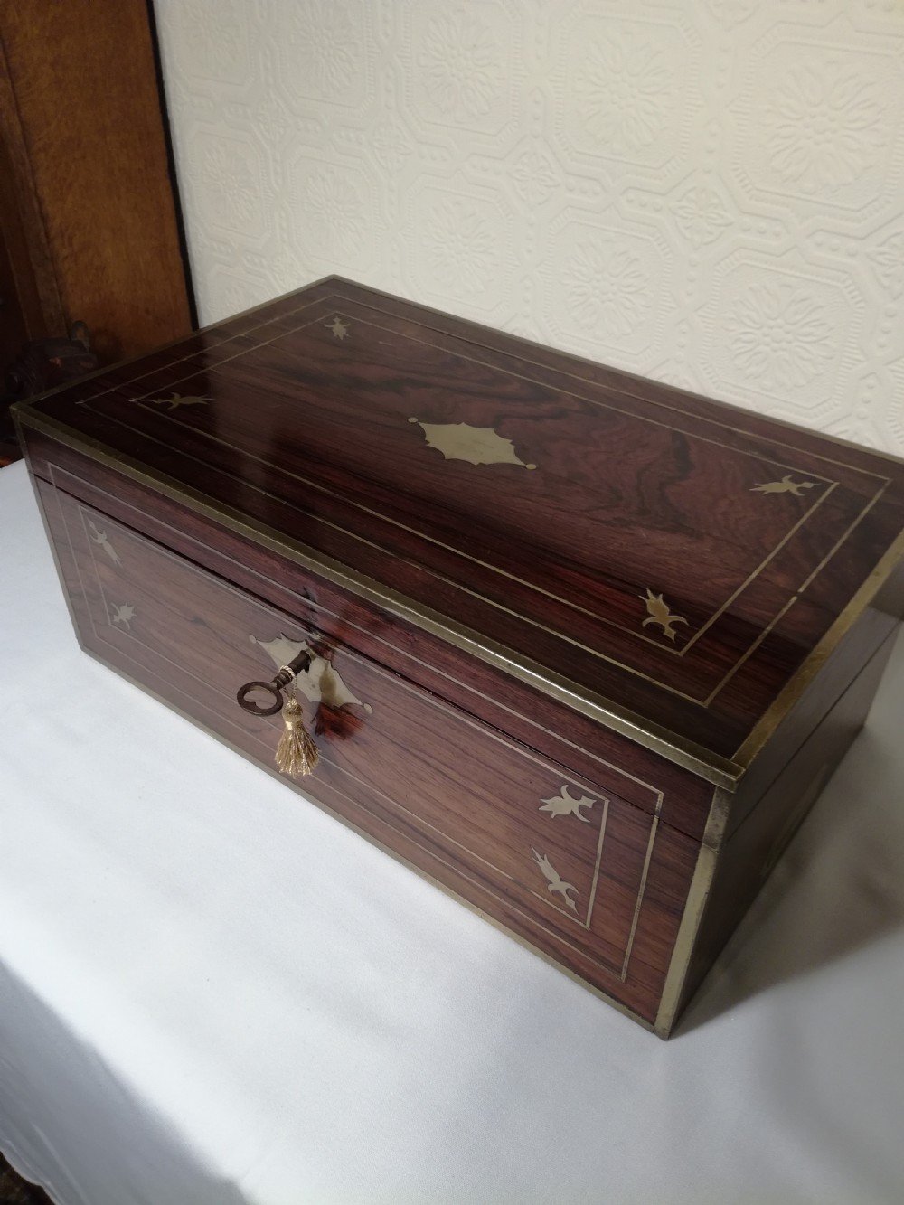 Regency Rosewood Campaign Writing Slope.
Secret Drawers. View II