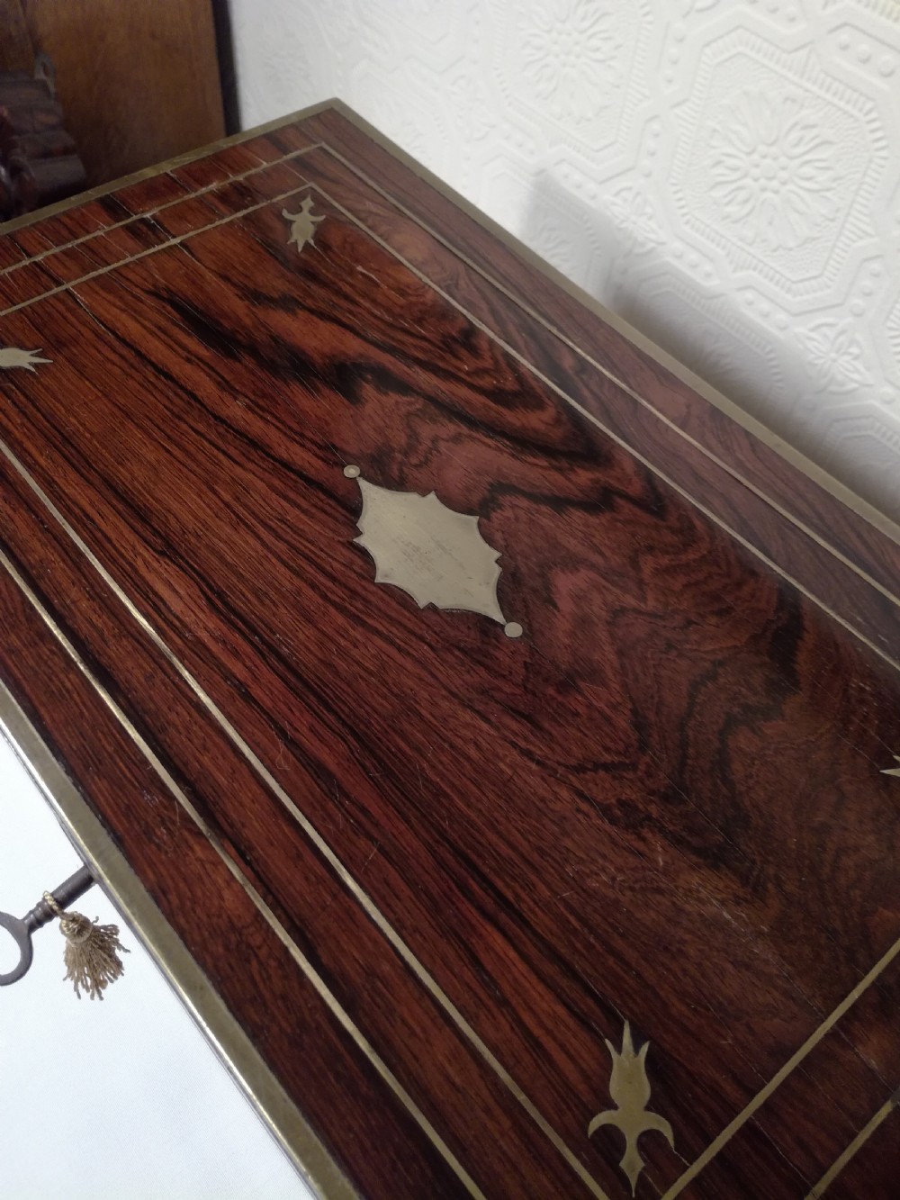 Regency Rosewood Campaign Writing Slope.
Secret Drawers. View V