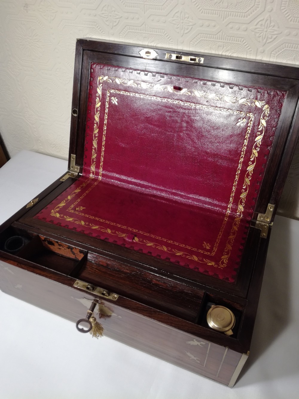 Regency Rosewood Campaign Writing Slope.
Secret Drawers. View VI
