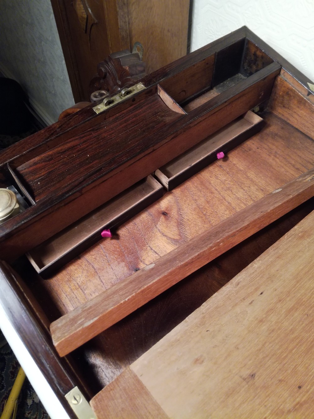 Regency Rosewood Campaign Writing Slope.
Secret Drawers. View IX