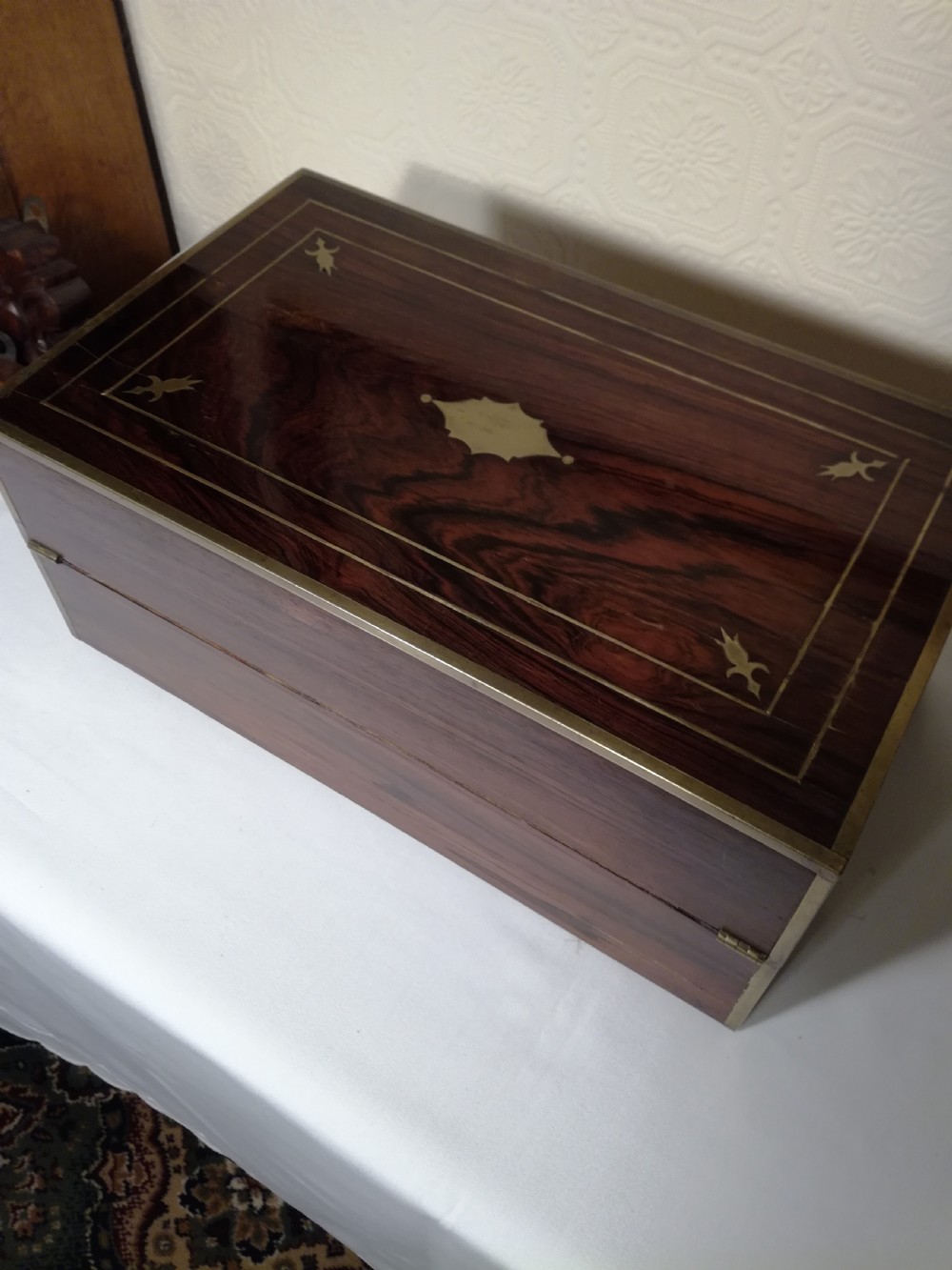 Regency Rosewood Campaign Writing Slope.
Secret Drawers. View X