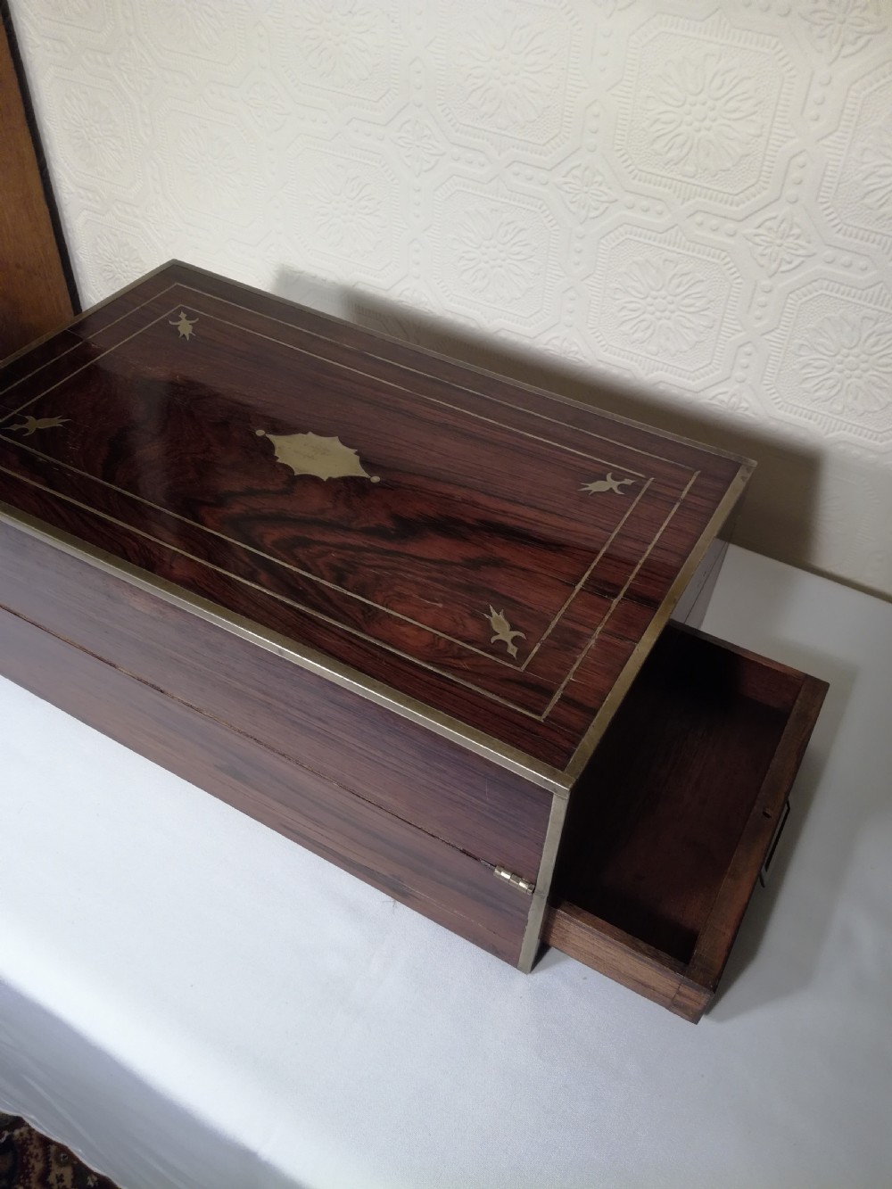 Regency Rosewood Campaign Writing Slope.
Secret Drawers. View XI