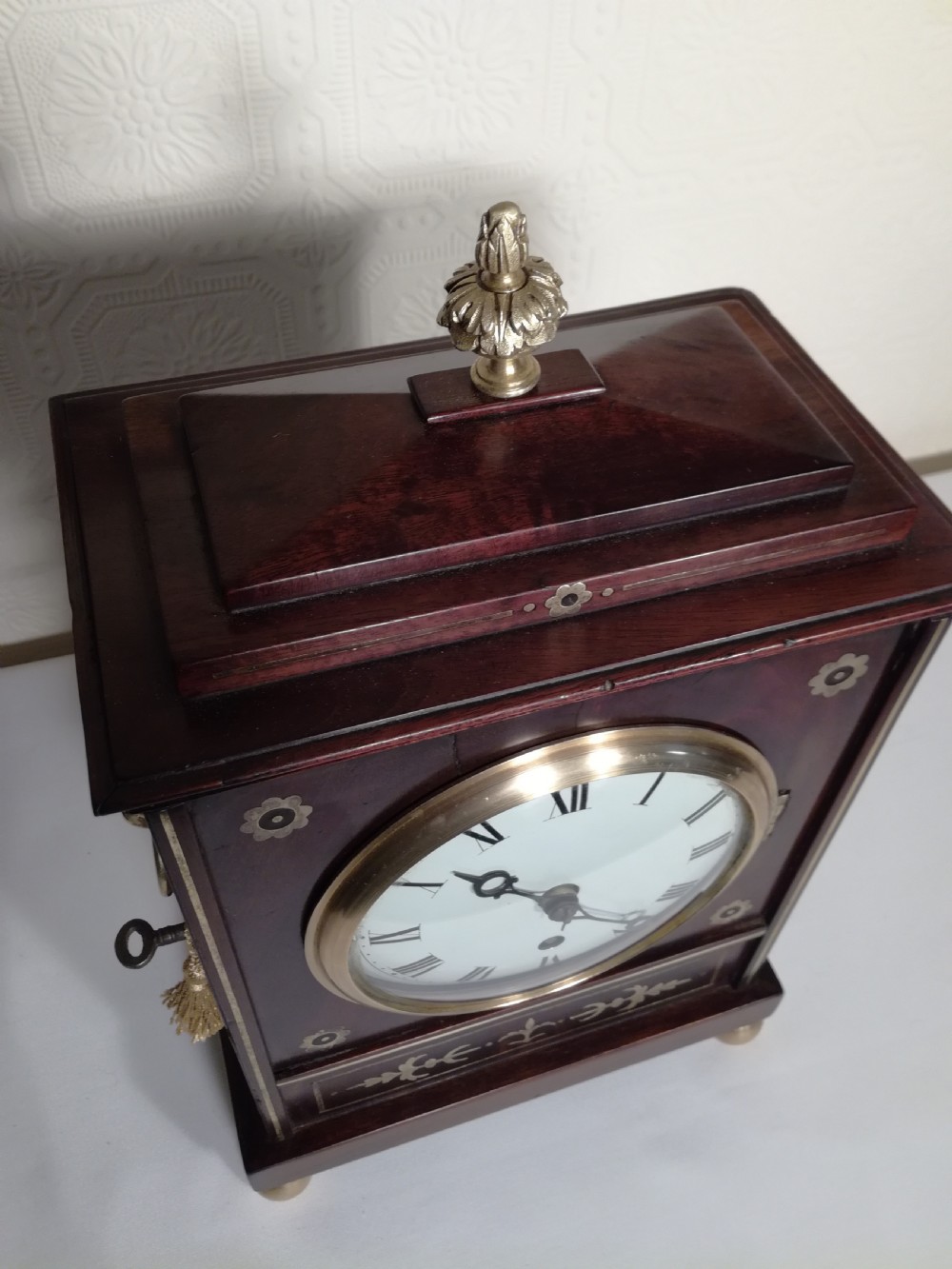 Brass Inlaid, Regency Fusee Library/Bracket Clock. View III
